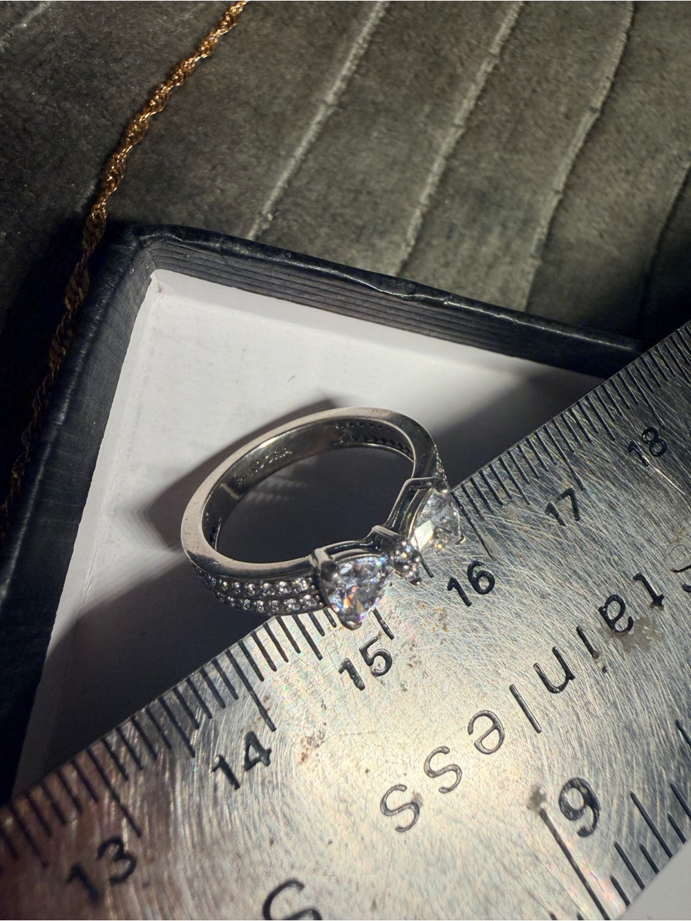 Pandora Silver Double Stone Pavé Ring with Clear Stones - Picture 4 of 5
